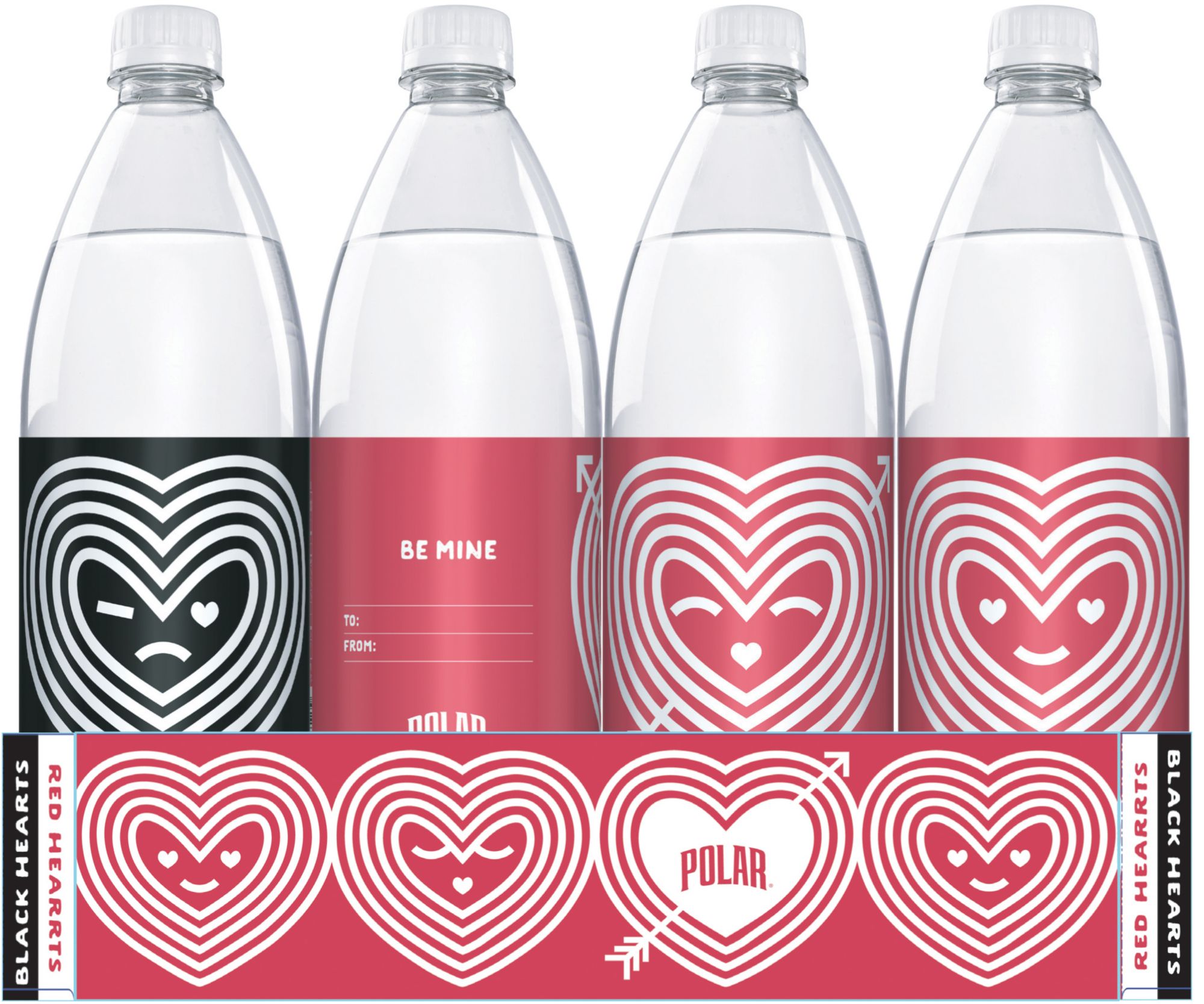 Polar Seltzer Be Mine Red And Black Heart Valentine Water 12 Pk