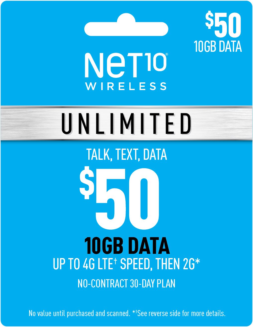 $50 Net10 Wireless Unlimited 30 Day Plan Gift Card