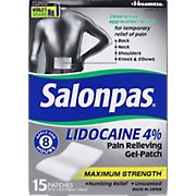 Salonpas Lidocaine Pain Relieving Gel-Patch, 15 ct.