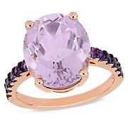 7 7/8 ct. TGW Oval-Cut Amethyst & Rose de France Ring in Rose plated Sterling Silver, Size 6