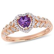 .40 ct. TGW Amethyst and Diamond-Accent Heart Halo Ring in 10k Rose Gold, Size 9