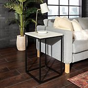 W. Trends Industrial 16&quot; Square Side End Table - Faux Marble