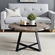 W. Trends Farmhouse 30&quot; Round Coffee Cocktail Table - Gray Wash