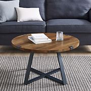 W. Trends Farmhouse 30&quot; Round Coffee Cocktail Table - Rustic Oak