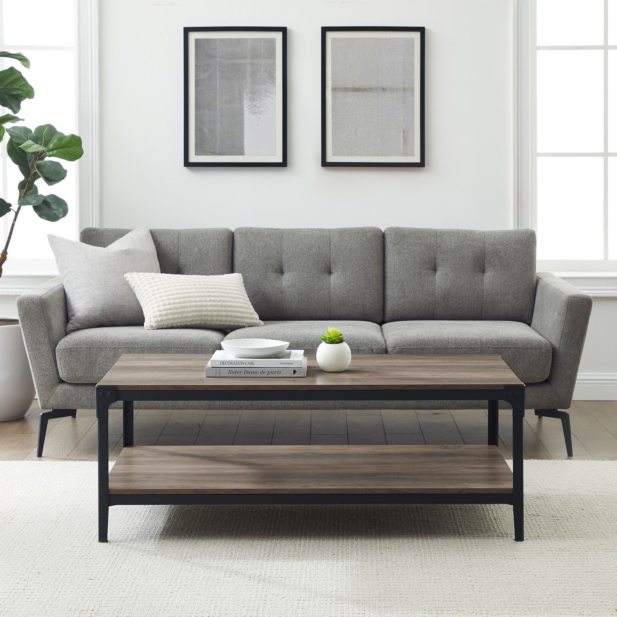 W. TrendsW. Trends Industrial 20" Square Coffee Cocktail Table Gray