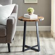 W. Trends Farmhouse 18&quot; Round Side End Table - Rustic Oak