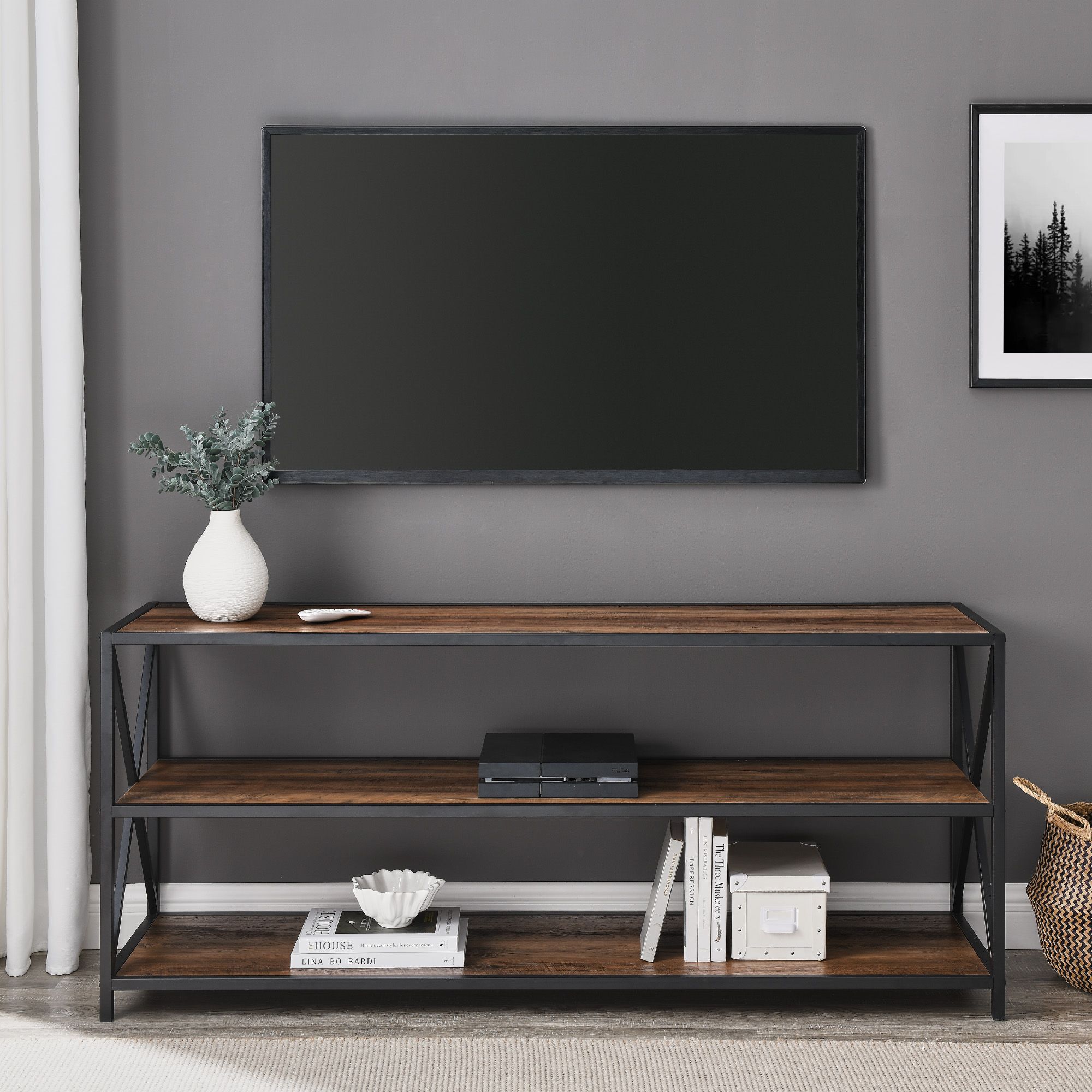 W. TrendsW. Trends Industrial 60" Media Console Table Storage Bookcase