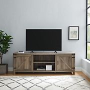 W. Trends 70&quot; Farmhouse Barn Door TV Stand for Most TV's up to 80&quot; - Grey Wash