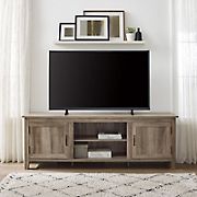 W. Trends 70&quot; Modern Farmhouse 2 Door TV Stand for Most TV's up to 80&quot; - Grey Wash