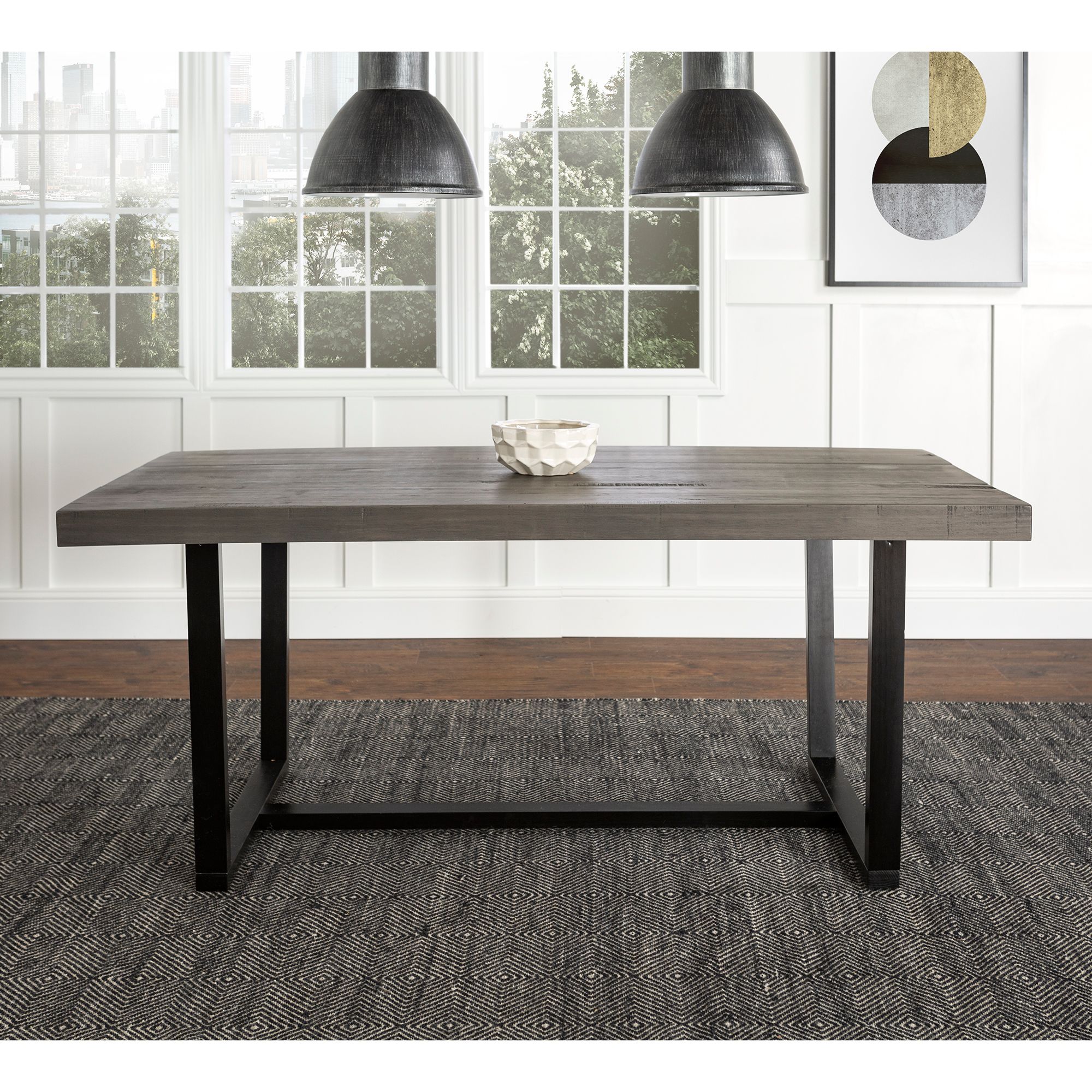 W. Trends Farmhouse 72&quot; Solid Wood Kitchen Dining Table - Gray