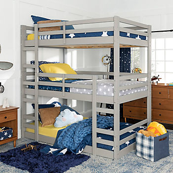 W Trends Solid Wood Triple Bunk Bed, Bj S Twin Bunk Beds