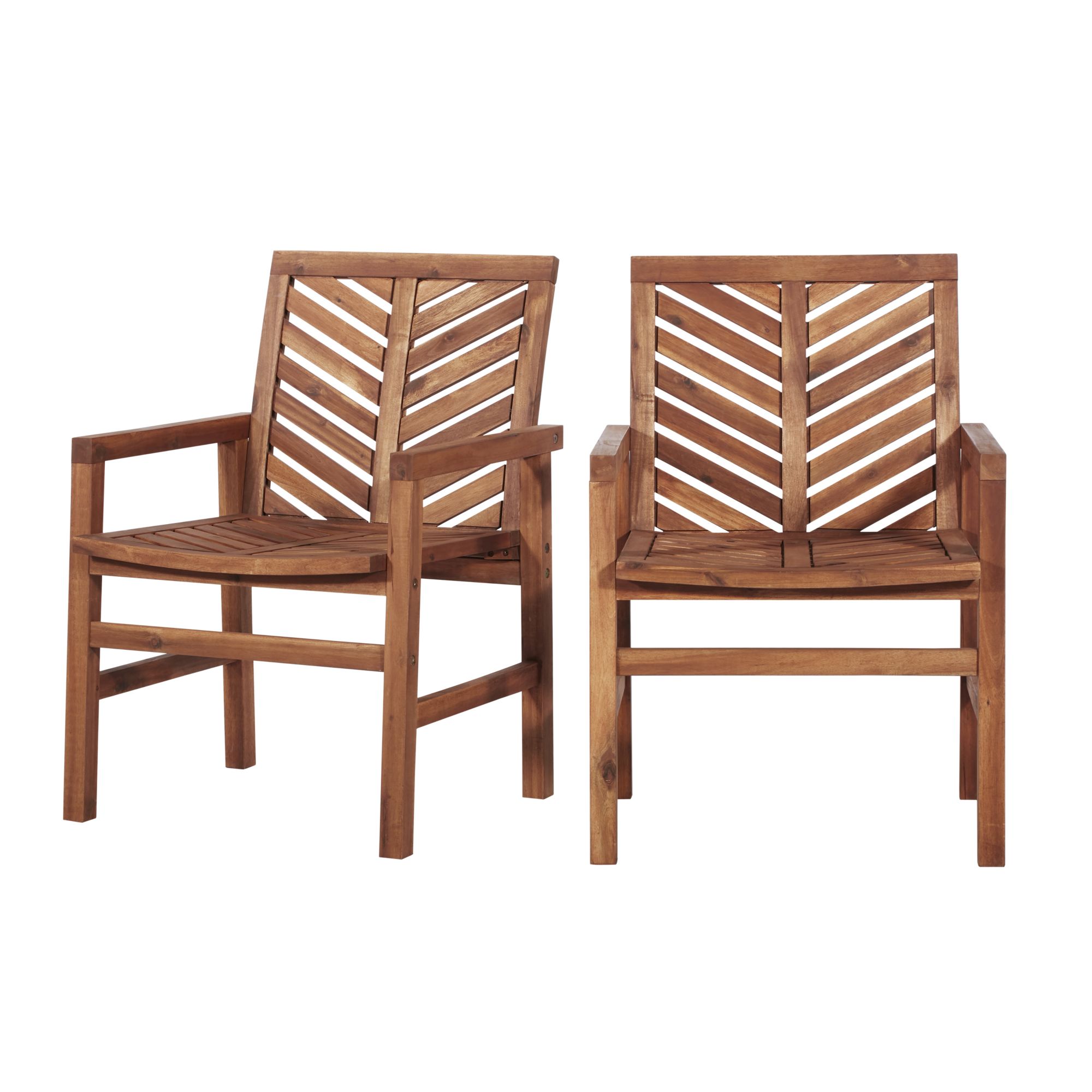 W. Trends Outdoor Finn Acacia Wood Dining Chairs - Brown