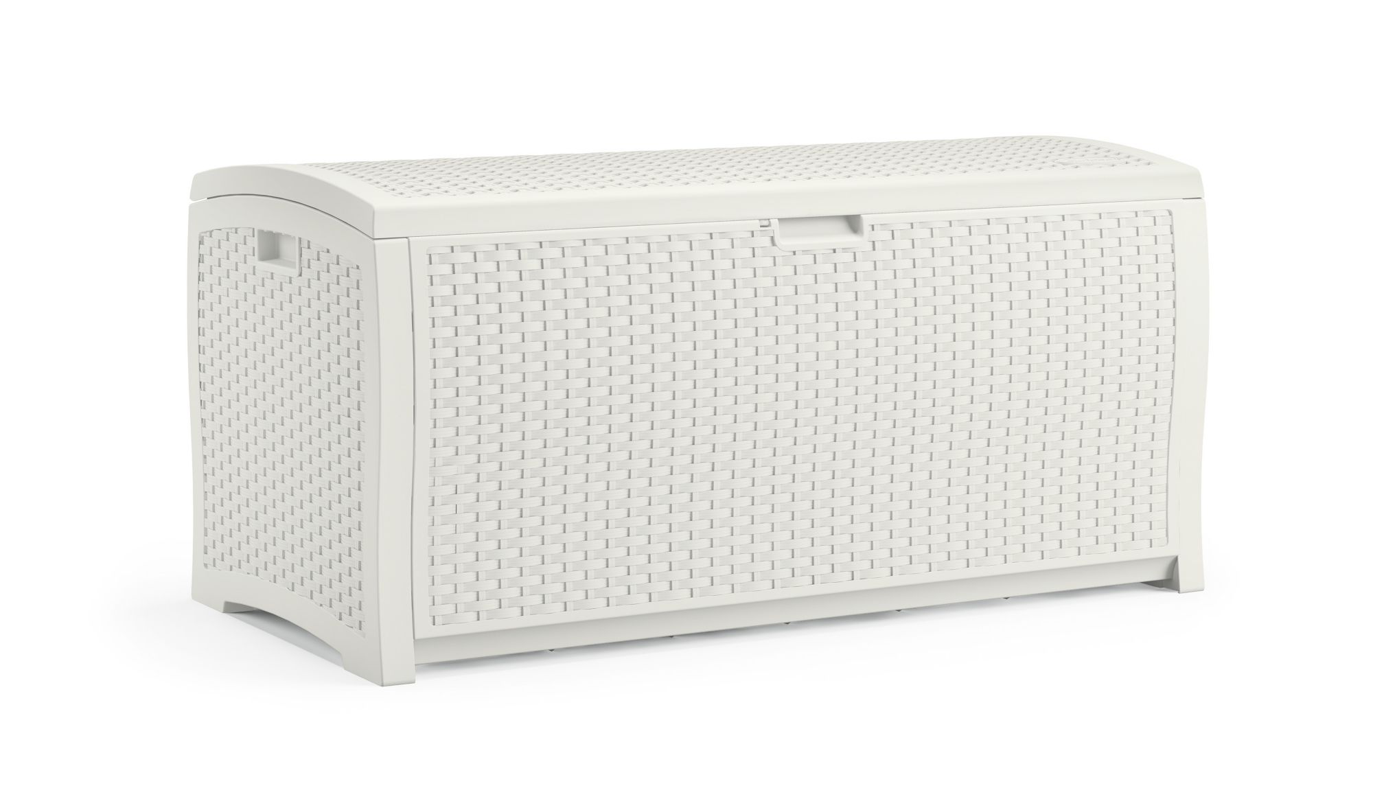 Suncast 99 Gal. Resin Wicker Deck Box - White