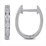 .24 ct. t.w. Princess Cut Channel Set Diamond Hoop Earrings in Sterling Silver