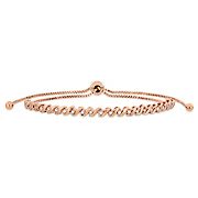 .24 ct. t.w. Diamond Bolo Bracelet in Rose Rhodium-Plated Sterling Silver