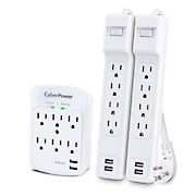 CyberPower Multi Outlet USB Surge Protector Bundle, 3 pk. - White
