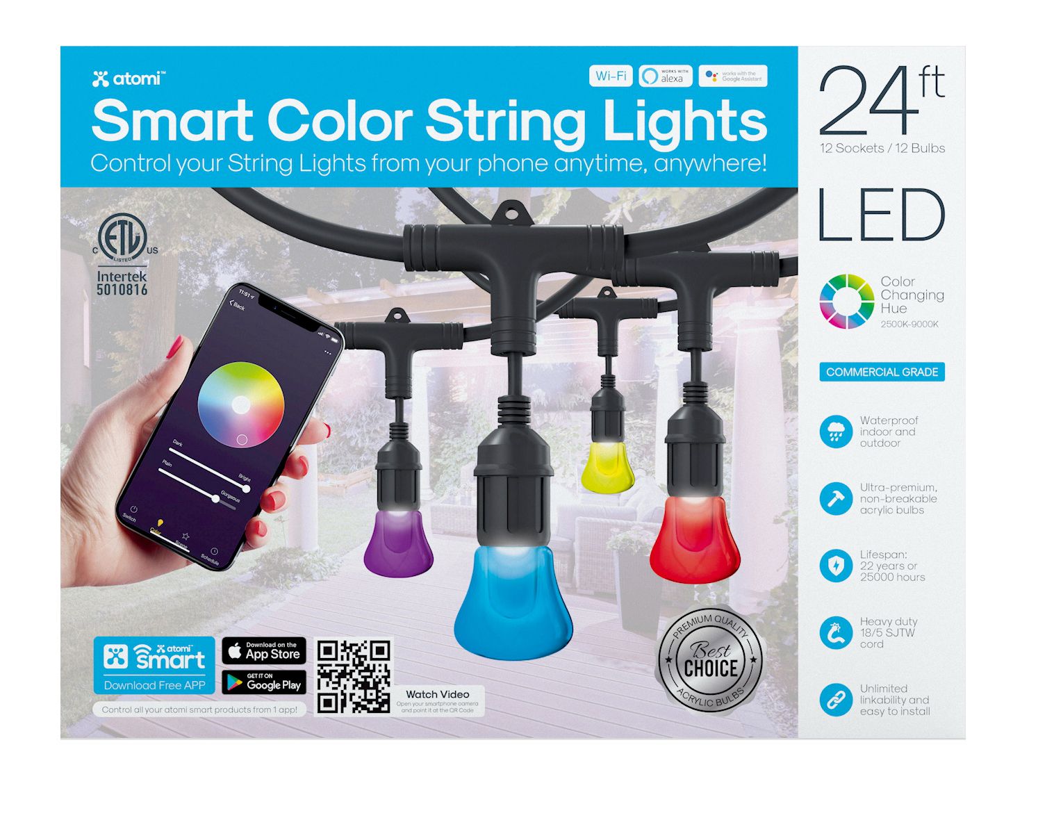 Atomi 24 Color Smart LED String Lights BJ s Wholesale Club