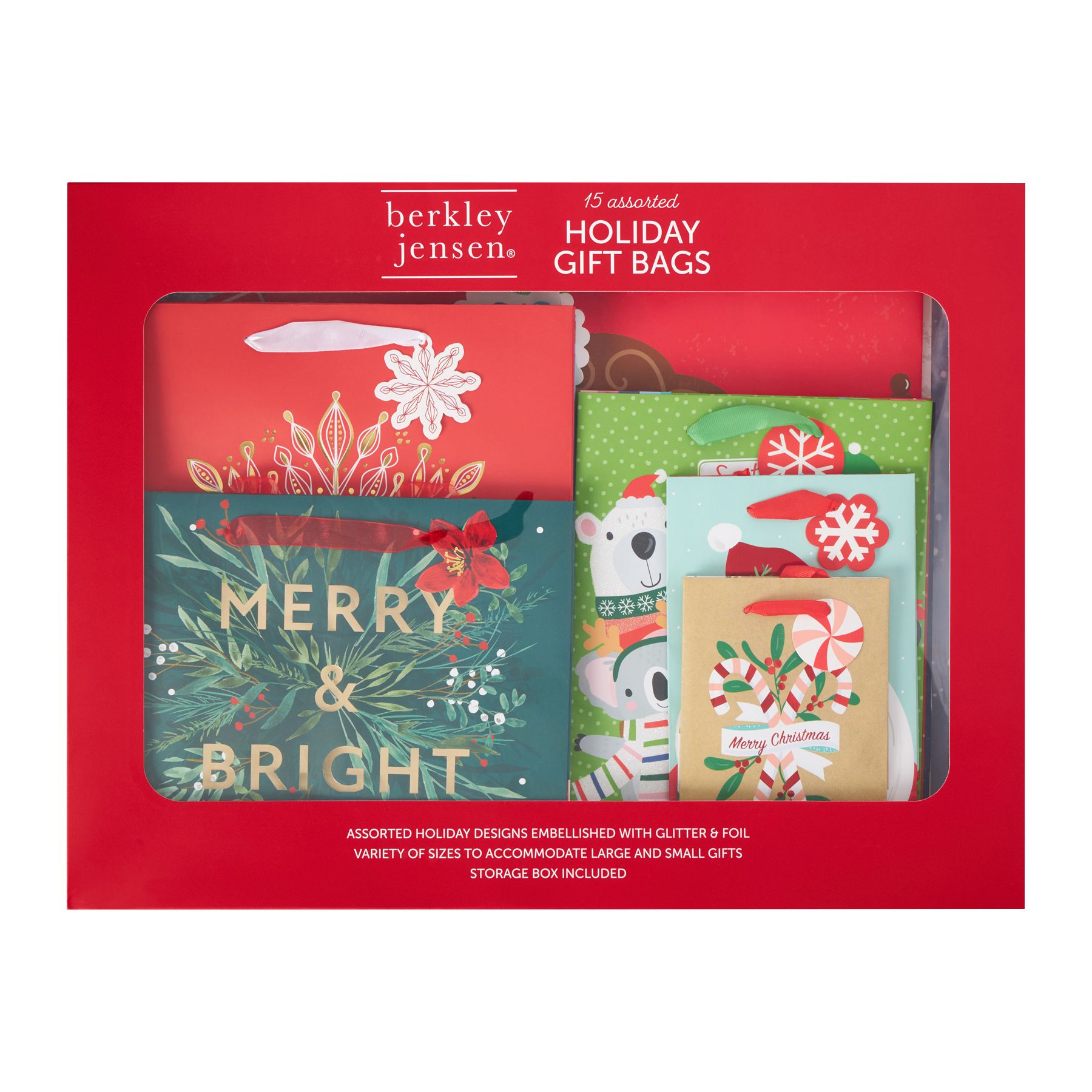 Berkley Jensen Holiday Gift Bags, 15 ct. - Assorted