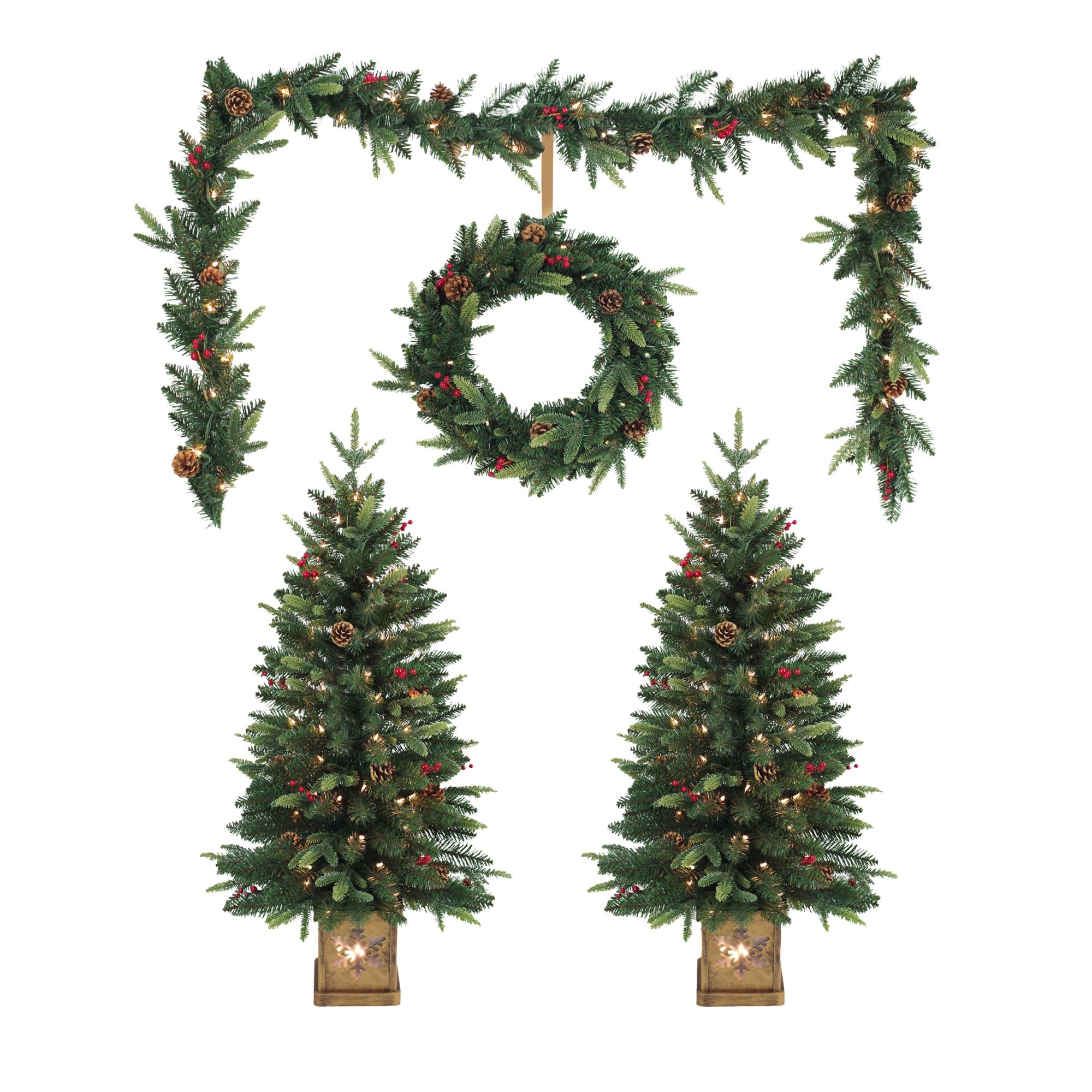 Everstar 6 Pc Entryway Prelit Tree And Garland Set Bjs