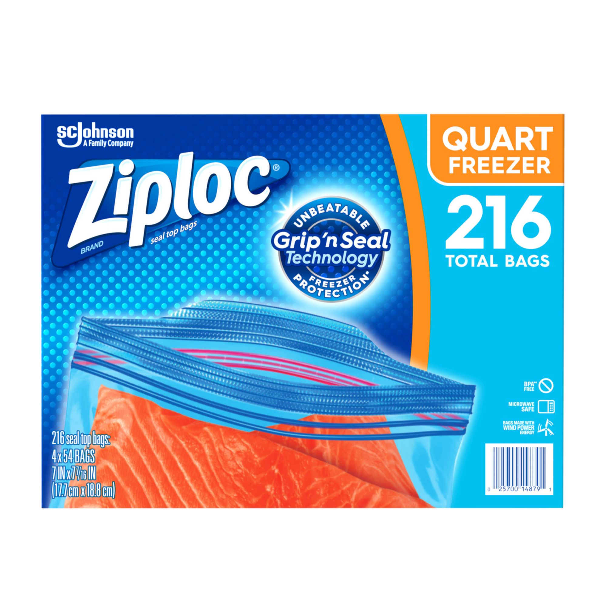 Ziploc 0.5-Gal. Freezer Bags, 144 pk