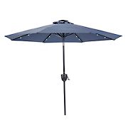 Sun-Ray 9' Round Solar Lighted Bluetooth Market Umbrella - Blue