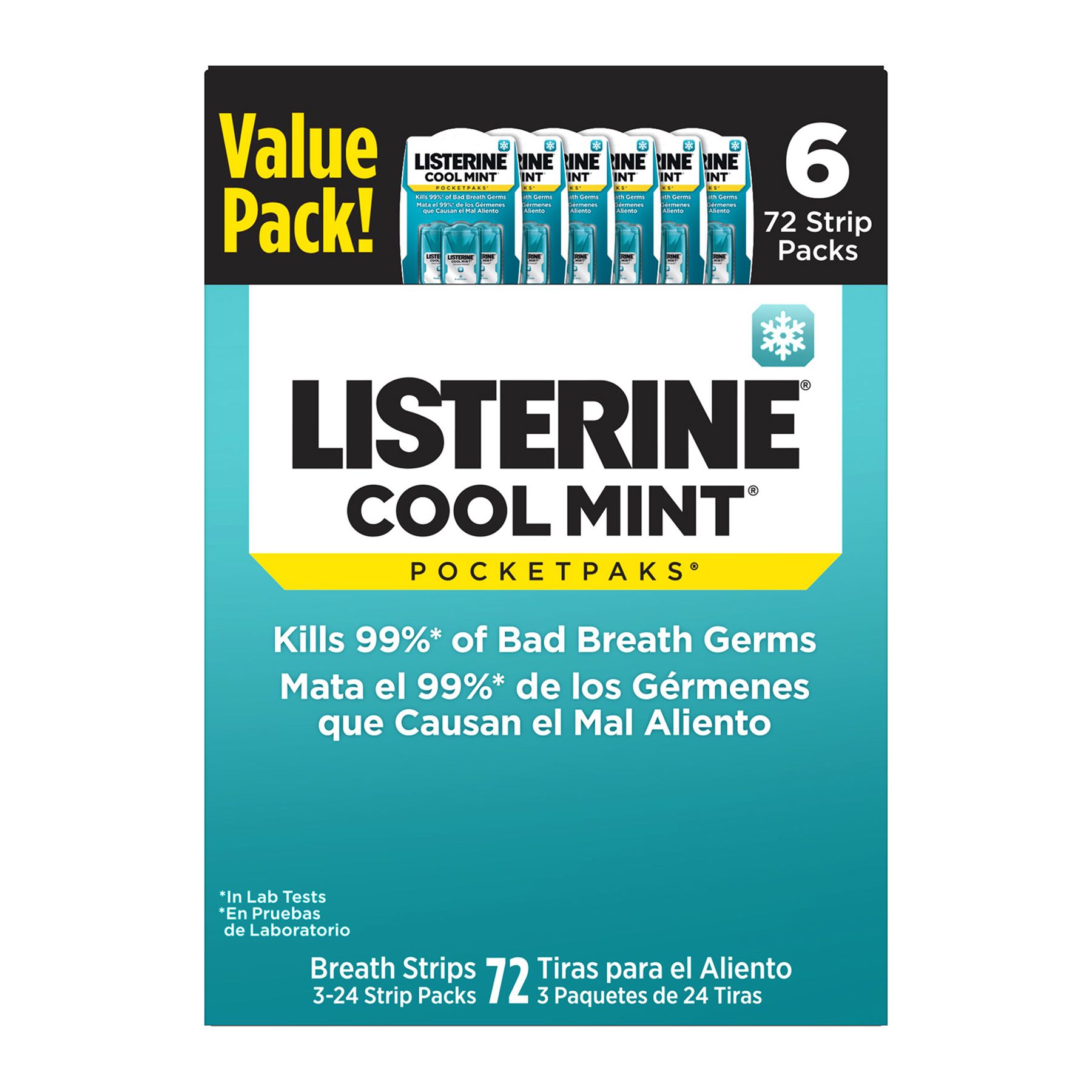 Listerine Cool Mint Pocketpaks Breath Strips, 6 pk./72 Strips