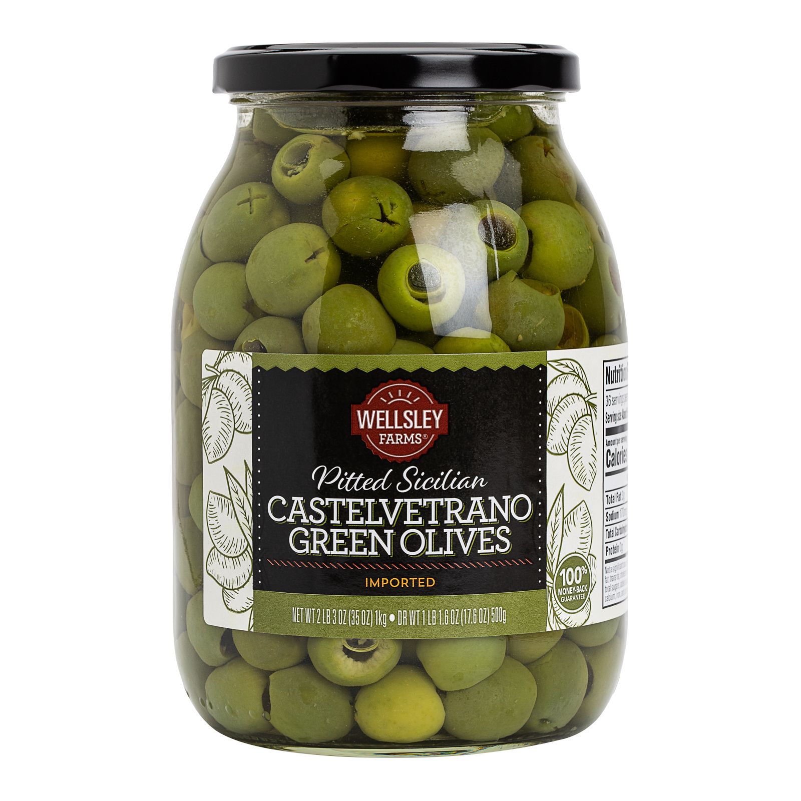Wellsley Farms Castelvetrano Pitted Sicilian Green Olives, 35.3 oz.