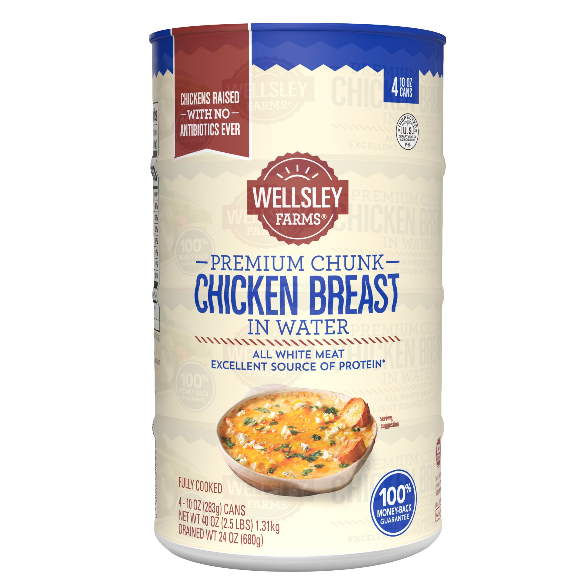 Wellsley Farms Premium No Antibiotics Ever Chunk Chicken Breast in Water, 4 ct.