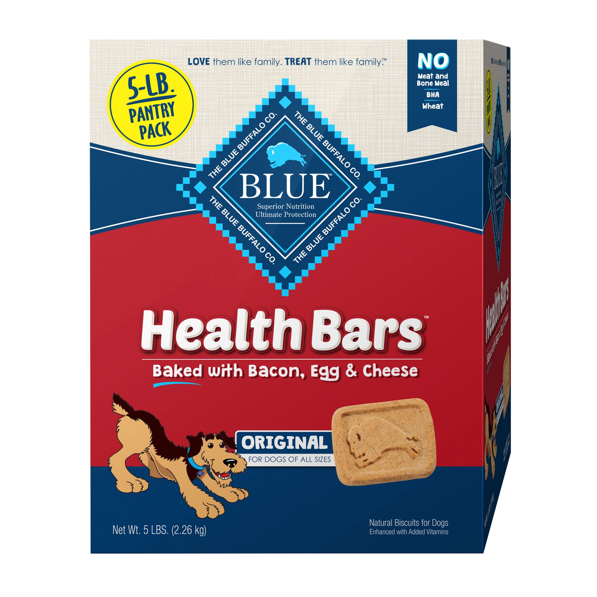 Blue Buffalo Health Bars Natural Crunchy Dog Treats Biscuits, Bacon, Egg & Cheese, 5 lbs.