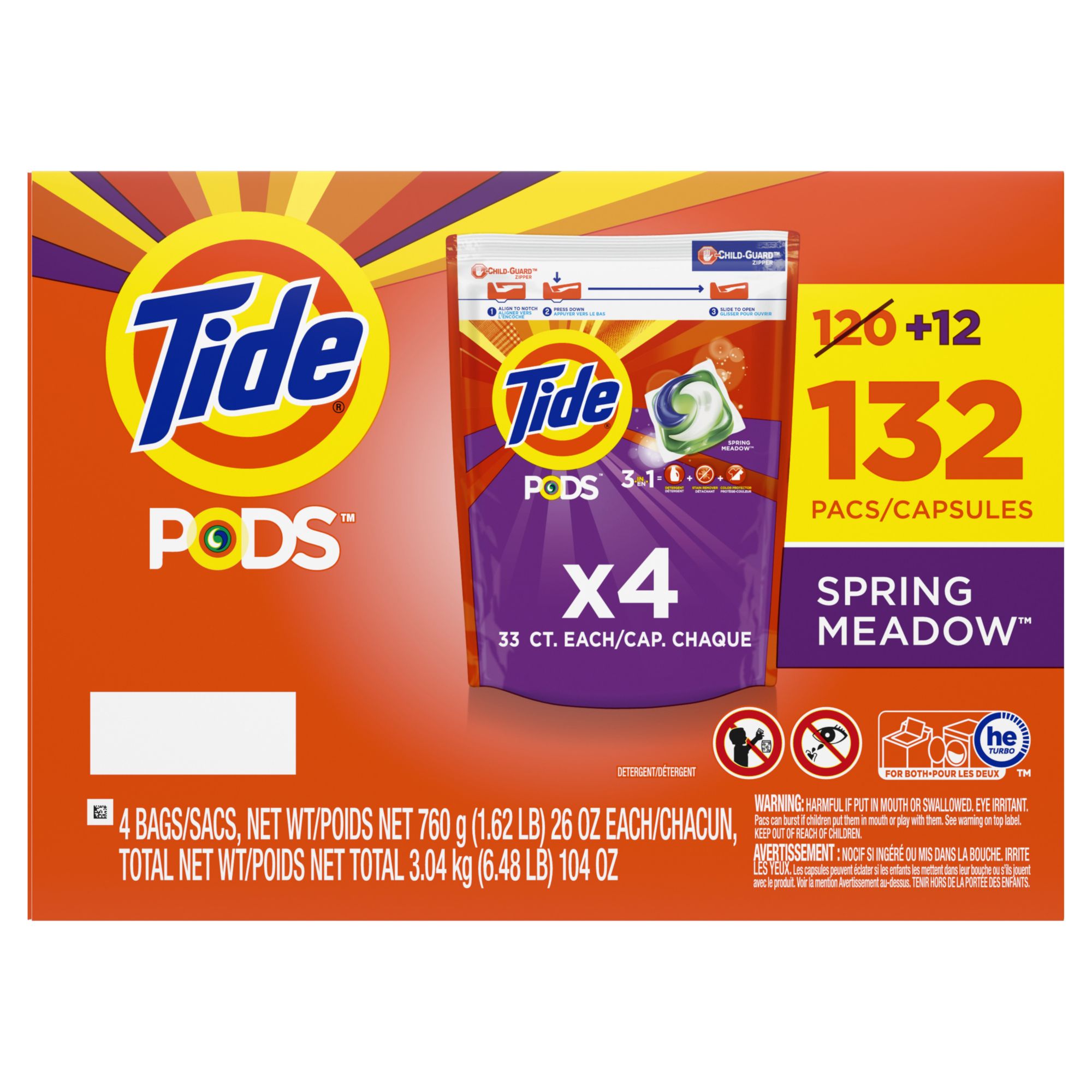 Tide Pods HE Laundry Detergent Pods, Spring Meadow, 156-count