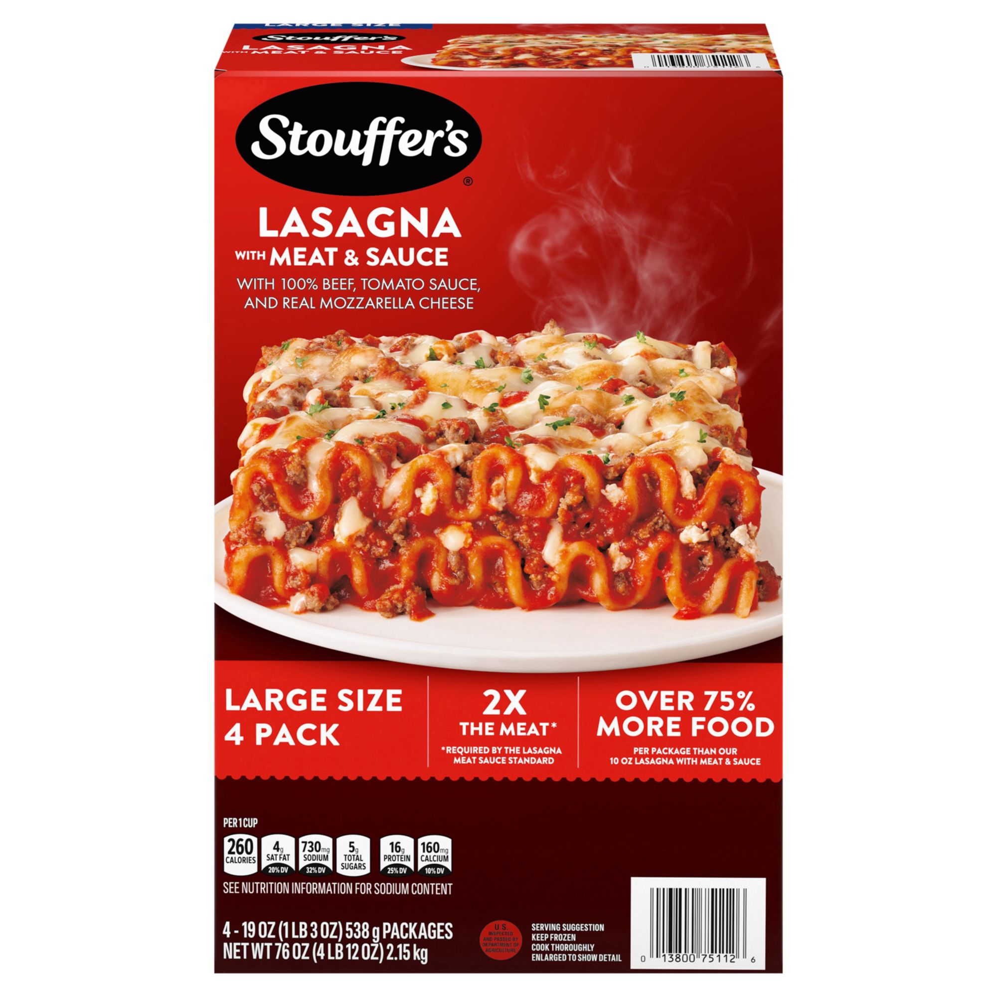 Stouffer's Large Size Lasagna With Meat And Sauce Frozen Meal, 76 oz.