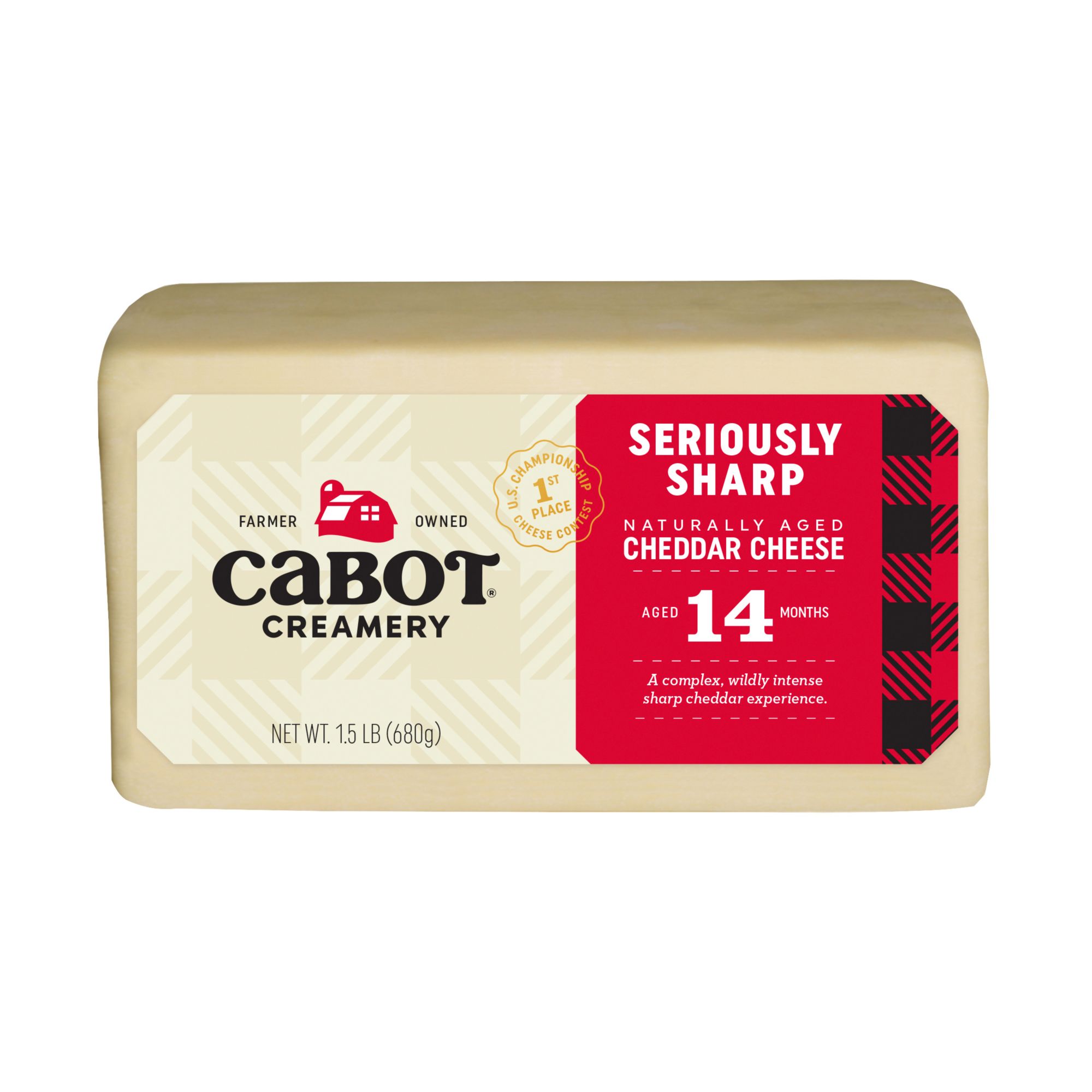 Cabot Naturally Aged Extra Sharp Cheddar Cheese, 1.5 lbs.