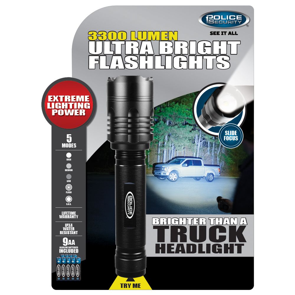 Police Security 3,300-Lumen Flashlight