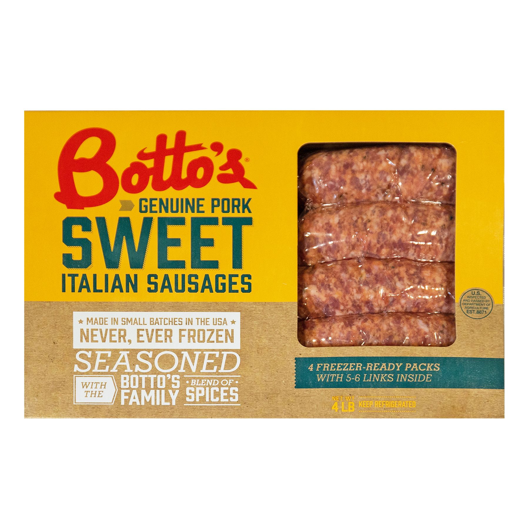 Botto's Sweet Italian Sausage,  4 lbs.