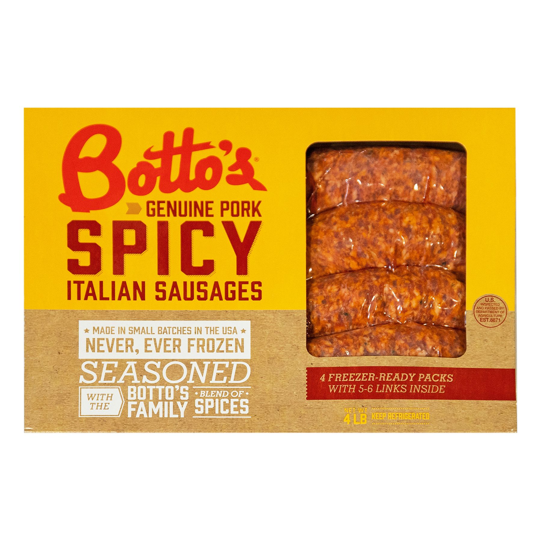 Botto's Spicy Italian Sausage,  4 lbs.