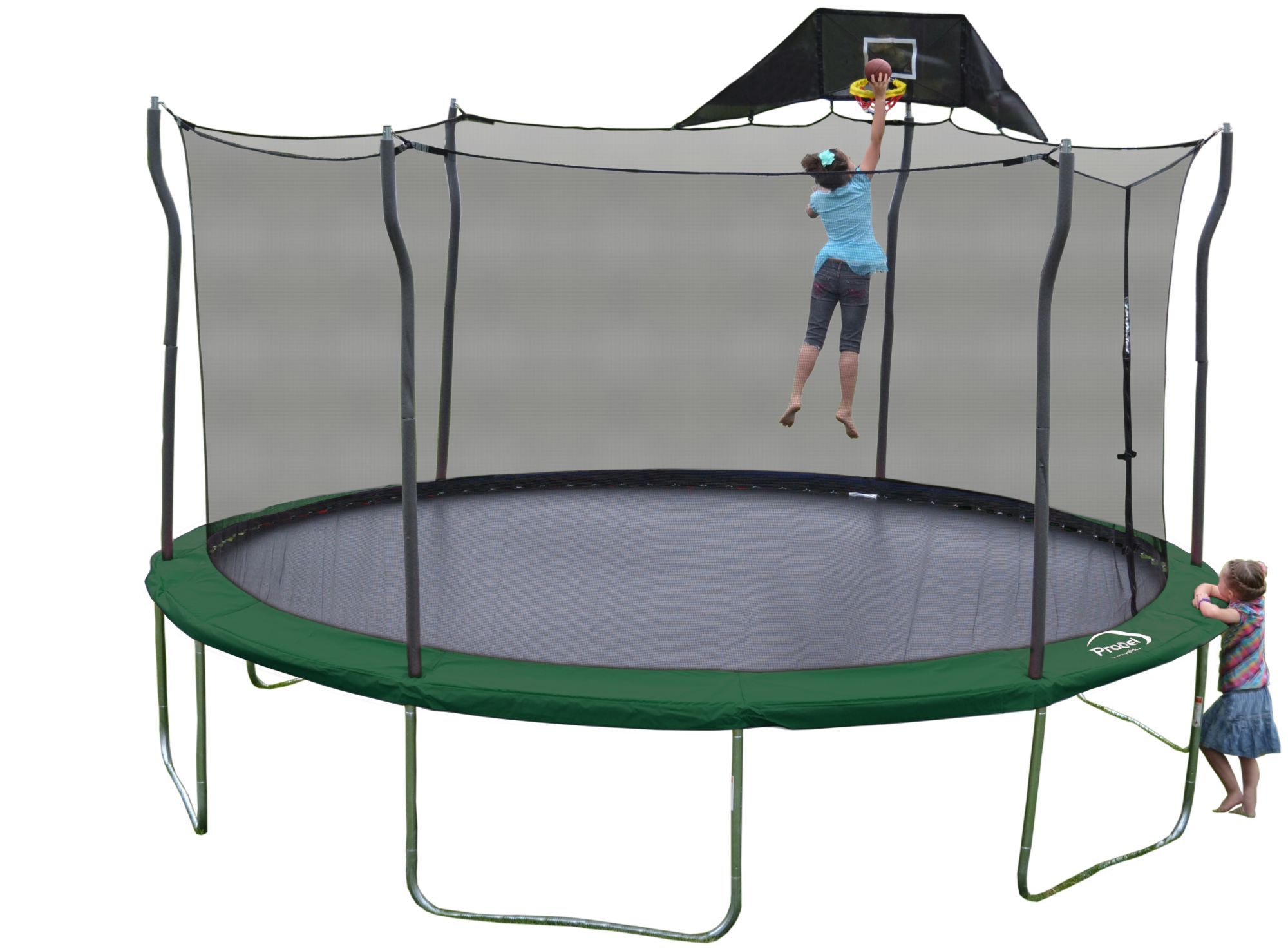 Jump n jam 2024 trampoline basketball hoop