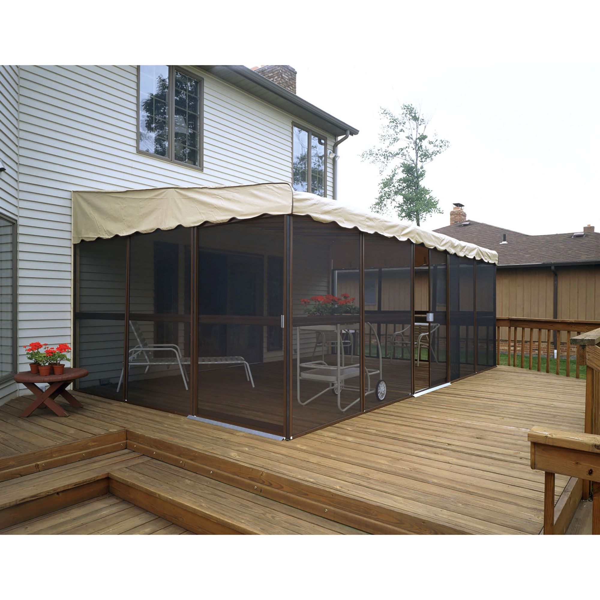 Patio Mate 19 3 X 11 6 Screened Enclosure Chestnut Almond