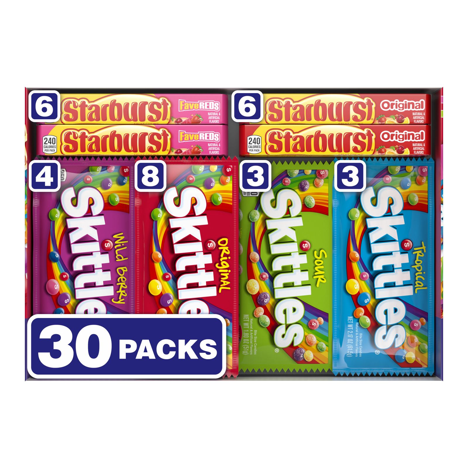 M&M's, Skittles and More Candy Bars, Variety Pack, Full Size, 30