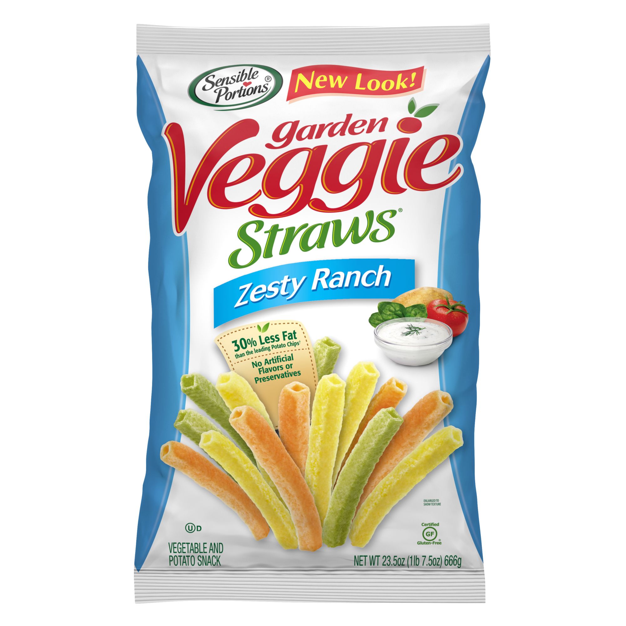 Sensible Portions Zesty Ranch Garden Veggie Straws, 23.5 oz