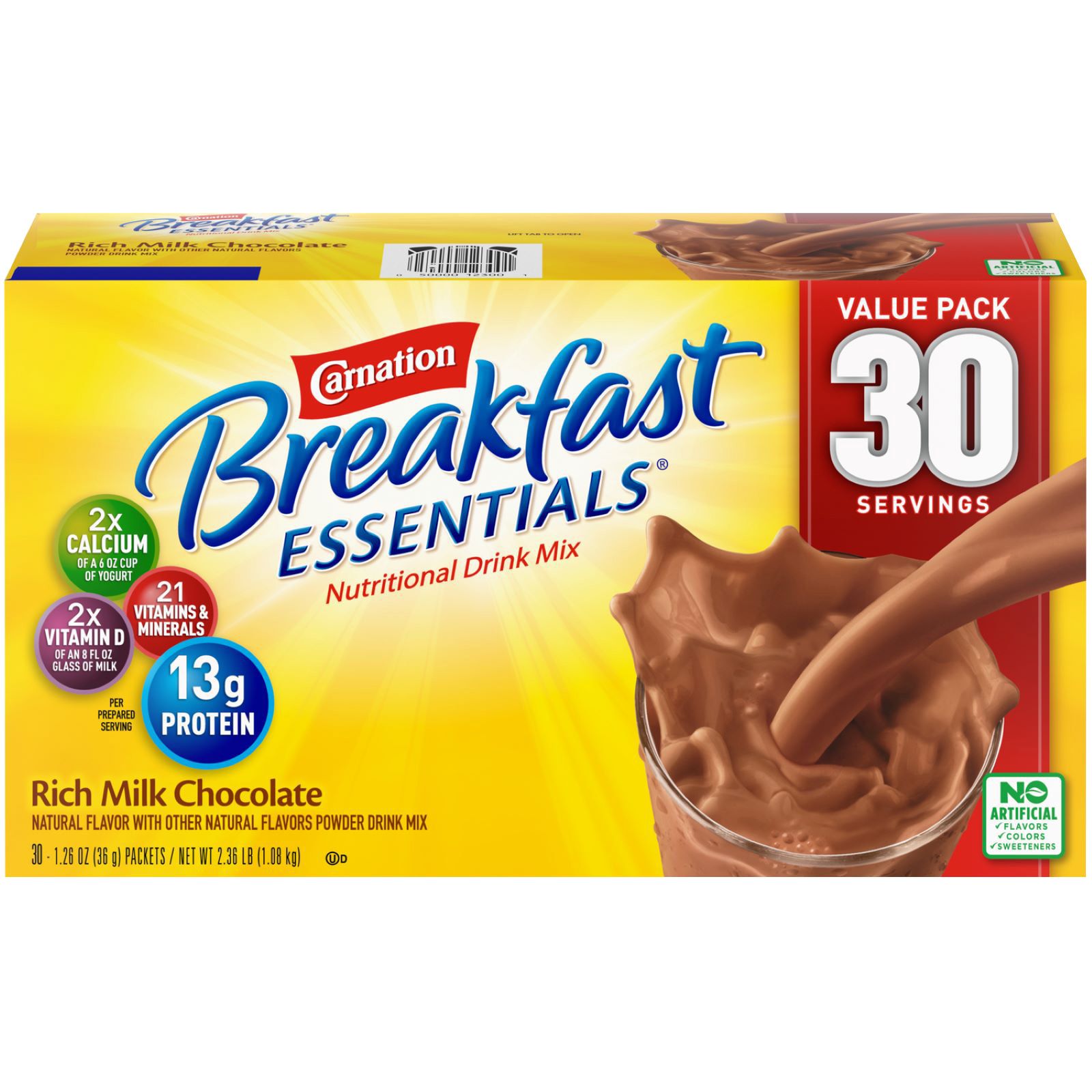 Carnation Breakfast Essentials Nutritional Chocolate Drink Mix, 30 ct.