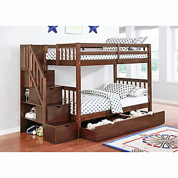 Berkley Jensen Twin Over Stairway, Twin Over Bunk Beds With Stairs And Storage