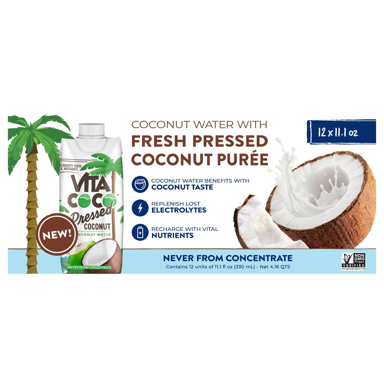 Vita Coco Pressed Coconut Water, 12 pk./11.1 oz.