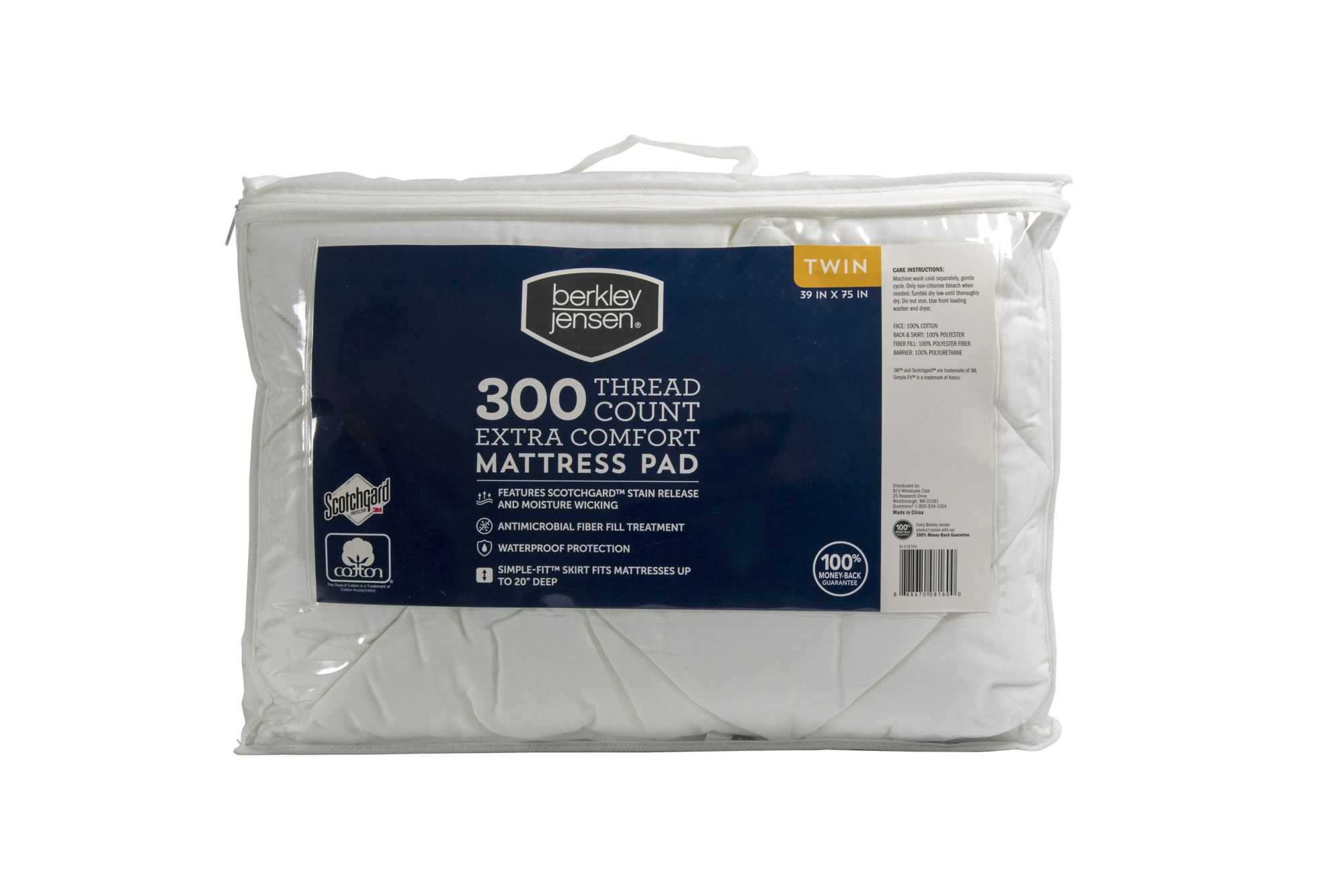 Berkley Jensen Extra Comfort Waterproof Twin-Size Mattress Pad