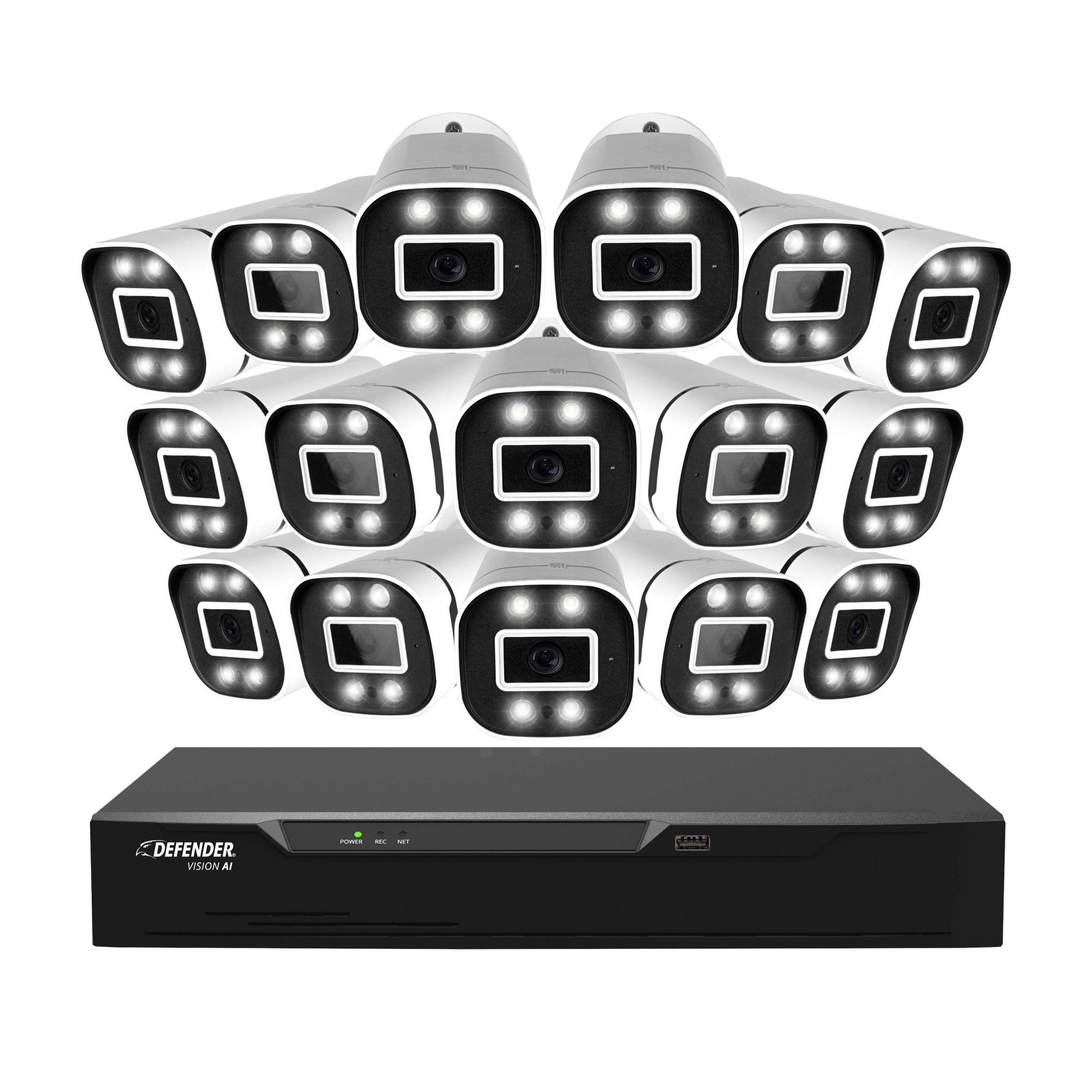 Defender Vision 16-Channel 16-Camera 4K Wired Security System with 2TB HDD DVR