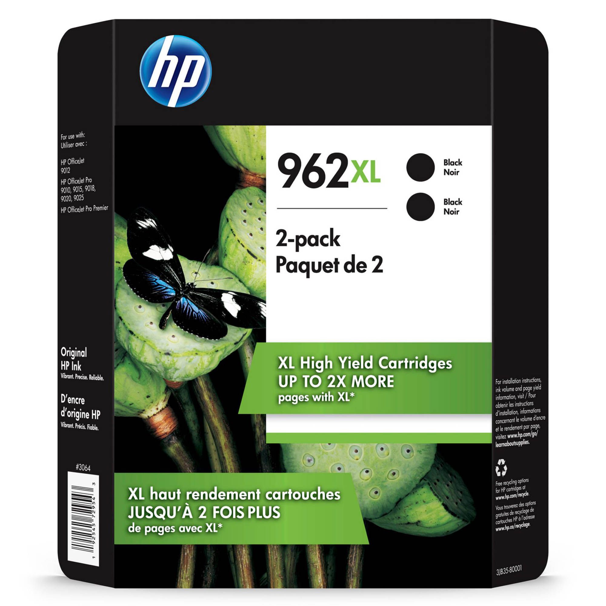 HP Inc. 962XL High Yield Black Ink Cartridge, 2 pk.