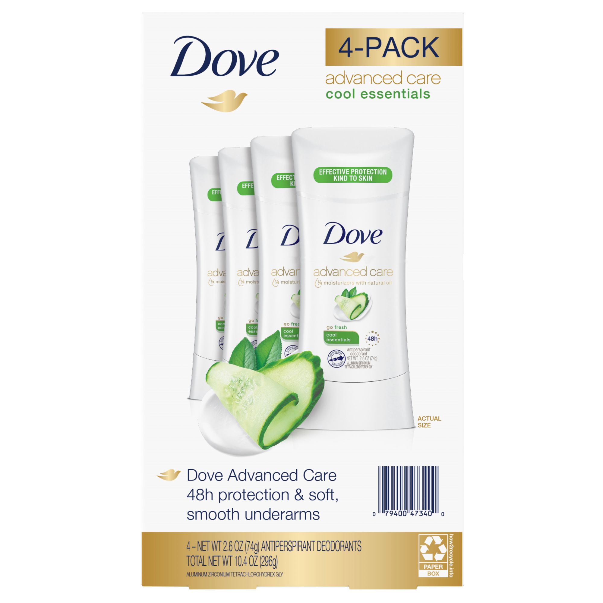 CLEANEQ DEODORANT CREAM 4本セット Dove Advanced Care Cool Essentials Deodorant, 4 pk. | BJ's