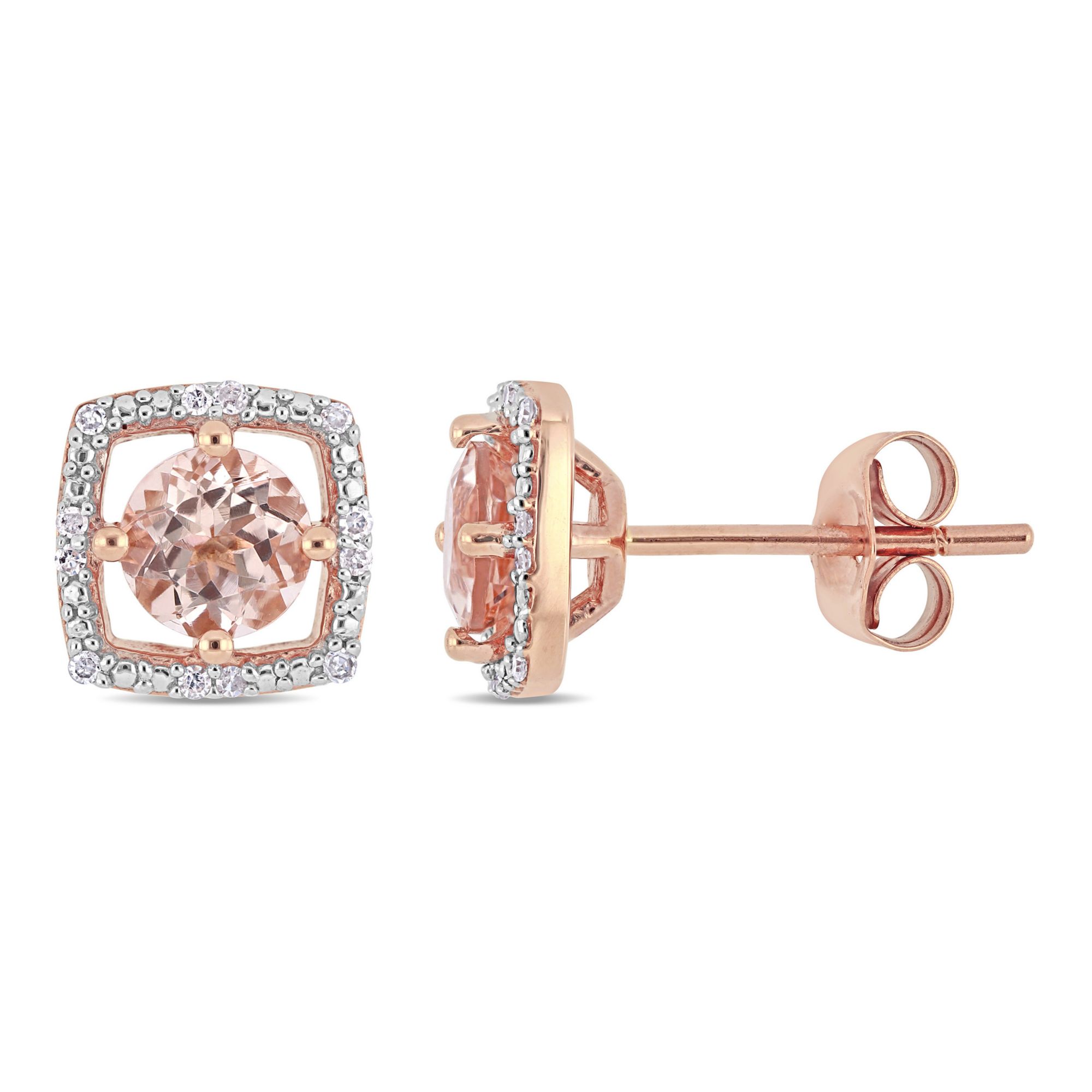 1 ct. t.w. Morganite and Diamond Accent Stud Earrings in 10k Rose Gold