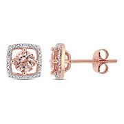1 ct. t.w. Morganite and Diamond Accent Stud Earrings in 10k Rose Gold