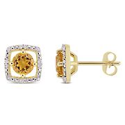 1 1/6 ct. t.w. Citrine and Diamond Accent Stud Earrings in 10k Yellow Gold
