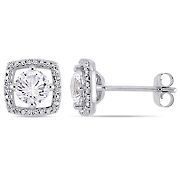1 1/3 ct. t.w. White Sapphire and Diamond Stud Earrings in 10k White Gold